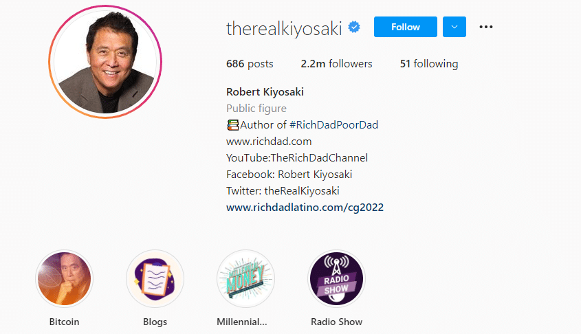 @therealkiyosaki Instagram profile