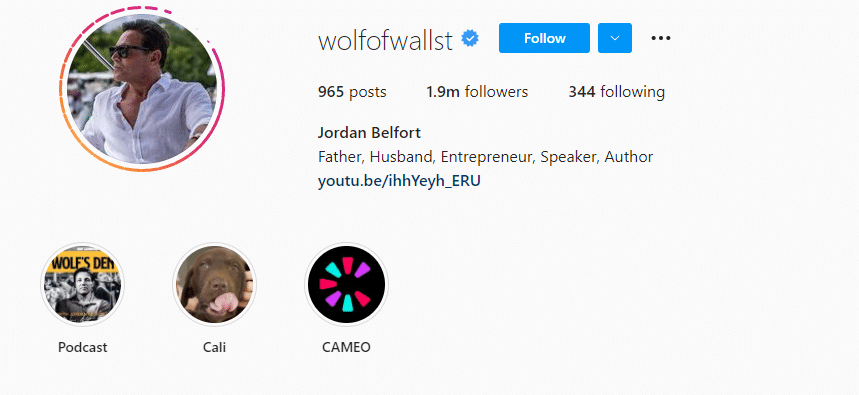 @wolfofwallst Instagram profile