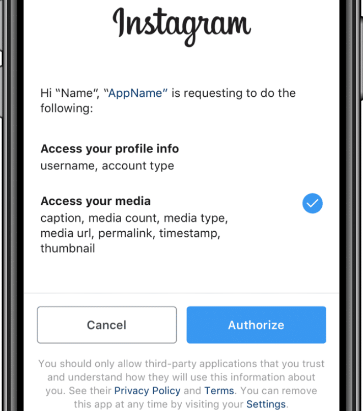 Anwendungen von Drittanbietern auf Instagram
