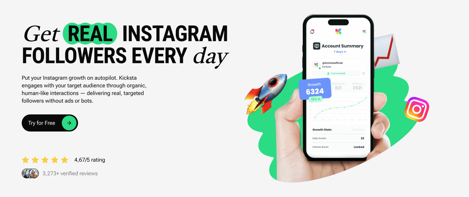 Kicksta homepage